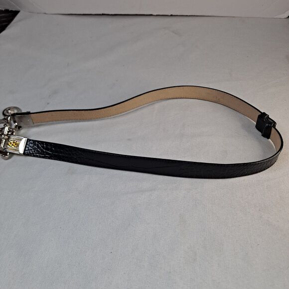 Lake Shore Drive Accessories Belt Croc Embossed Chain Black Leather Women's M - Picture 4 of 10